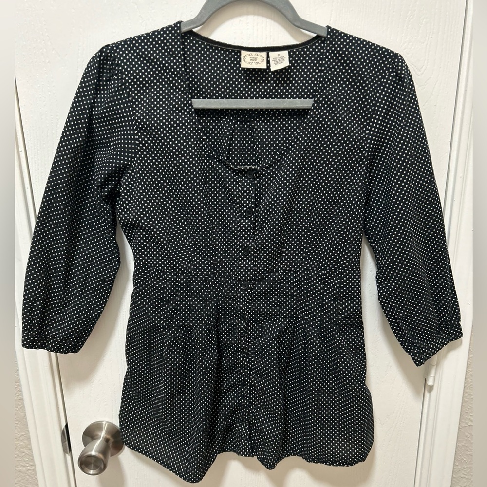 Vintage DCC y2k polka dot baby doll button up top 100% cotton size small